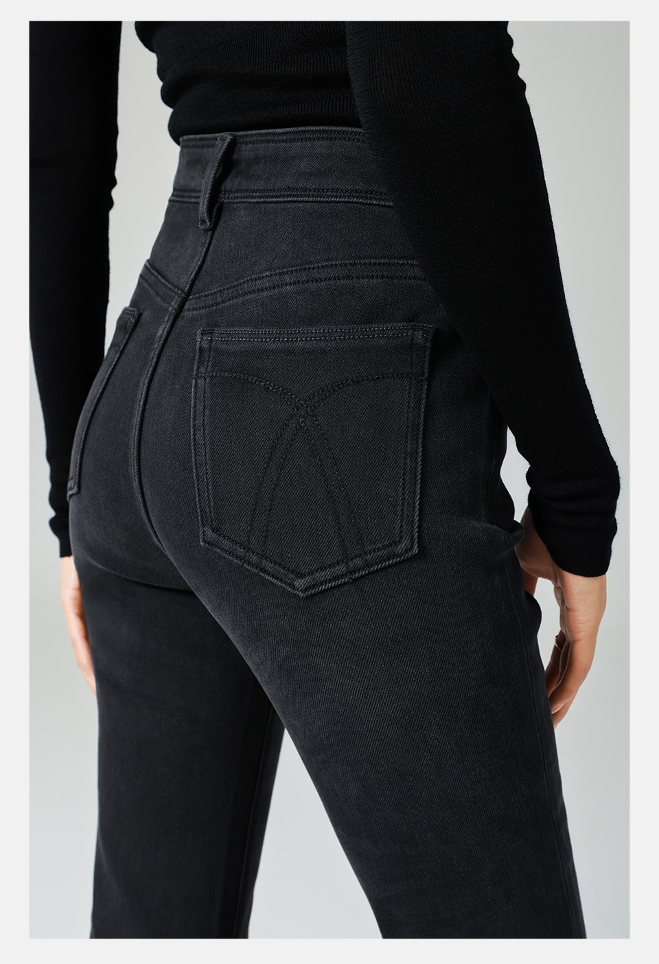 黑灰超模/高腰牛仔裤女微喇叭四面弹显瘦25秋新款提臀紧身显瘦飒详情15