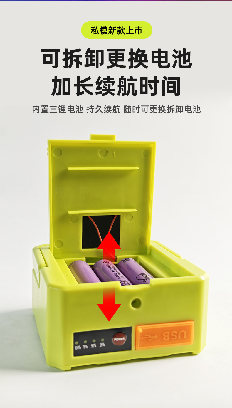 New LED mini floodlight, solar portable lamp, USB charging, outdoor camping and stall emergency lighting pic 7