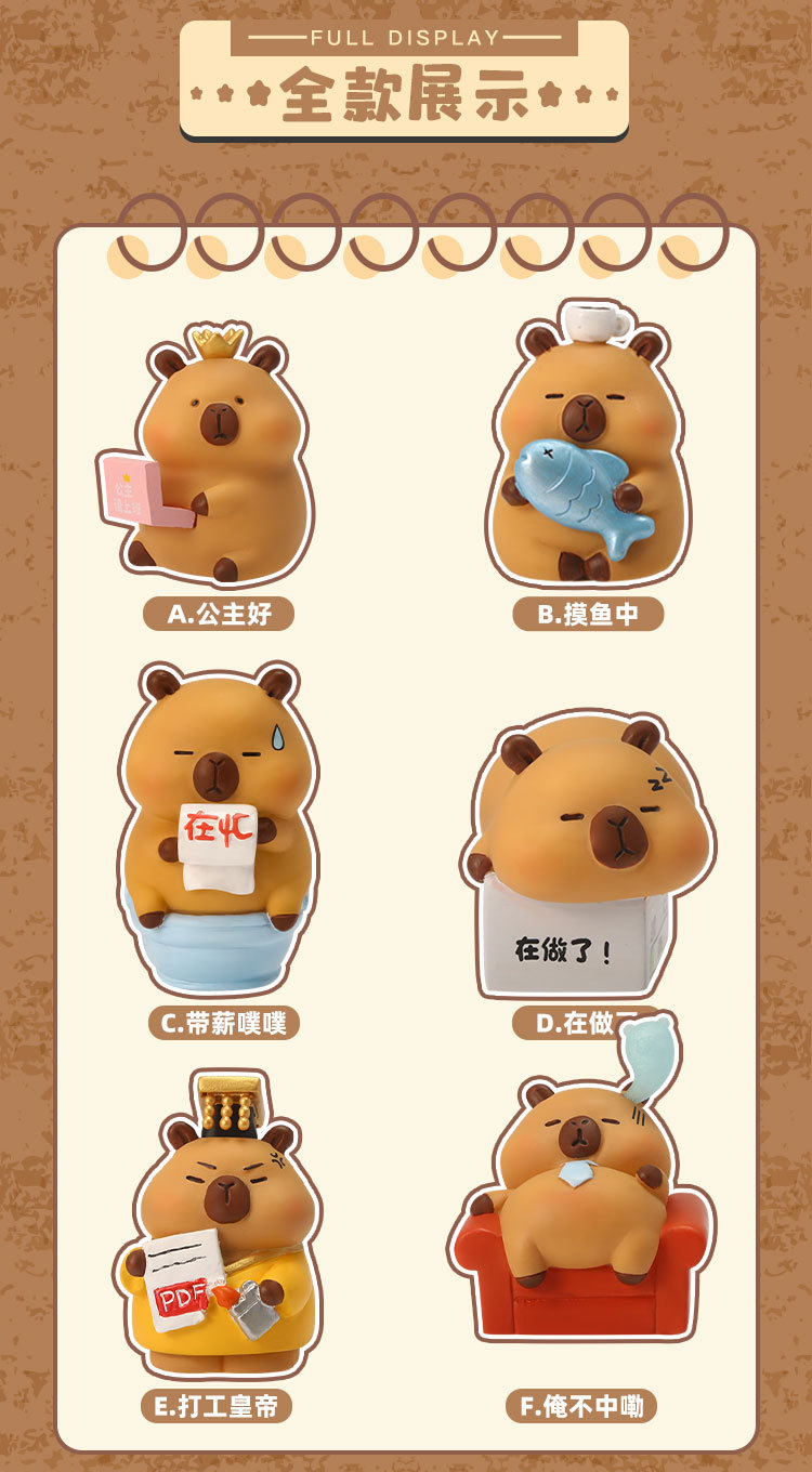 Capibara - I Love Going to Work Blind Box Cartoon Creative Desktop Display, Cute and adorable Resin Display Blind box pic 3