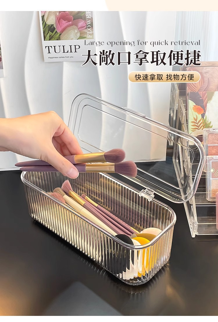 Powder puff storage box, dressing table desktop, cosmetics, brush, lipstick, dust-proof box, cushion, beauty egg storage pic 3