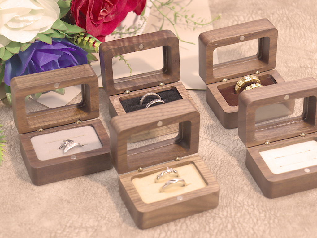 北美黑胡桃木盒实木高档对戒结婚戒指首饰收纳盒包装盒饰品套装盒详情8