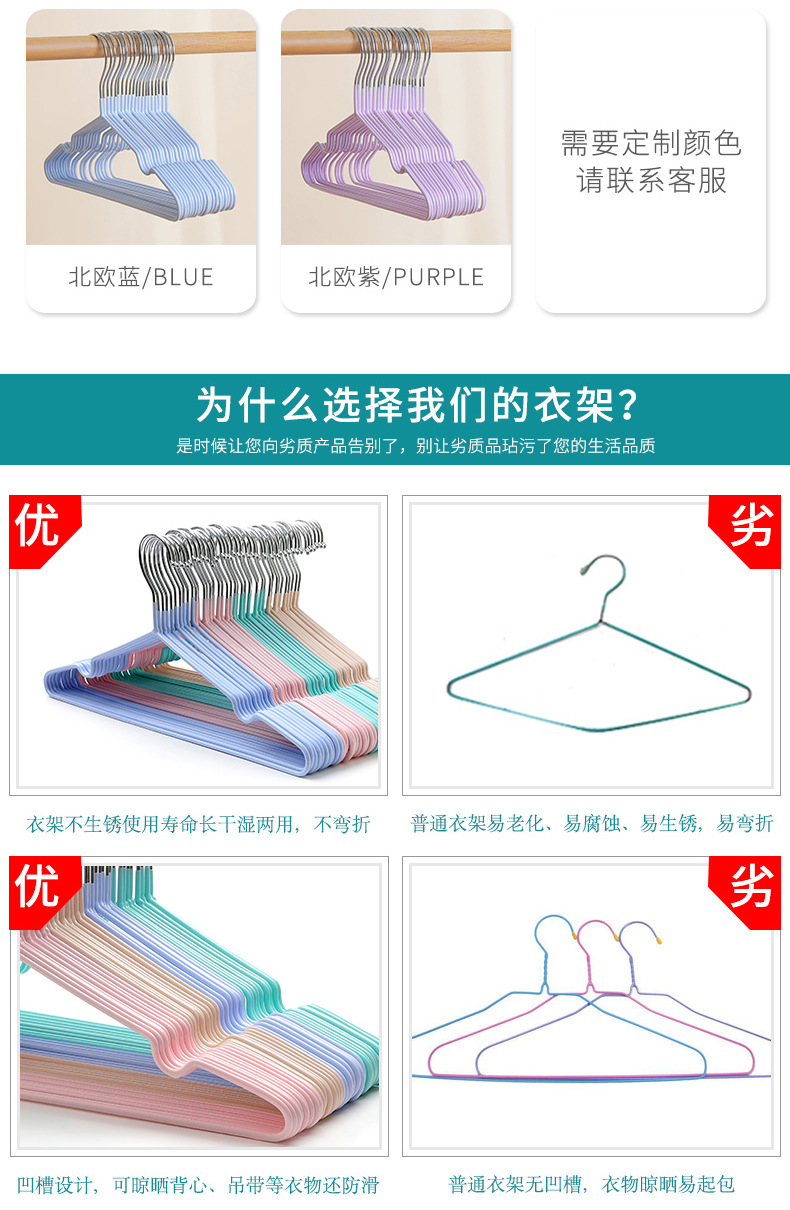 Dipped plastic anti-slip clothes hanger for children and babies, baby home clothes hanger, candy-colored traceless clothes hanger, rainbow clothes hanger pic 10