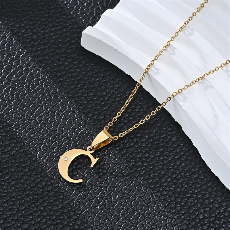 欧美ins小众不锈钢项链18K镀金高级感时尚百搭26字母毛衣链饰品详情4