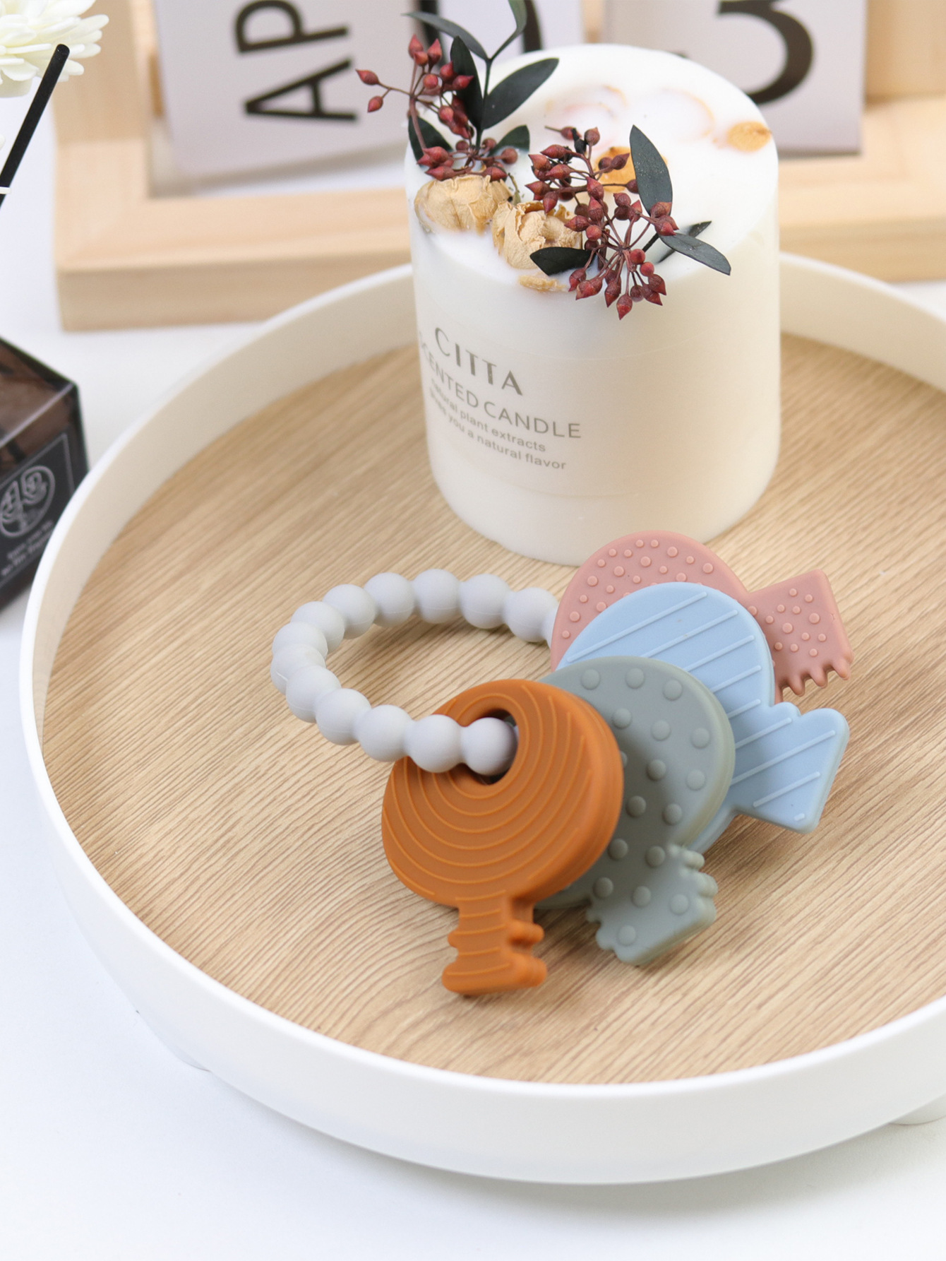 跨境新品食品级硅胶牙胶婴儿安抚磨牙器钥匙造型咬咬乐宝宝防吃手详情6