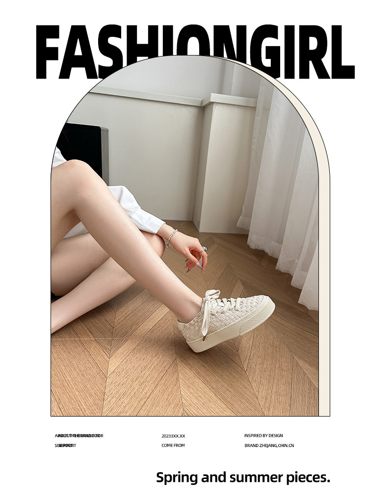 2024秋款！小众设计编织板鞋男女春秋透气休帆布鞋平底大码休闲鞋详情1