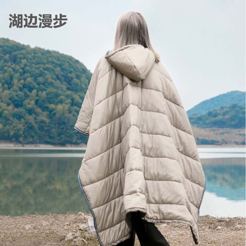 Factory direct supply of cross-border outdoor cape sleeping bags, camping wearable cold-proof and warm capes, shawls and blankets wholesale pic 17
