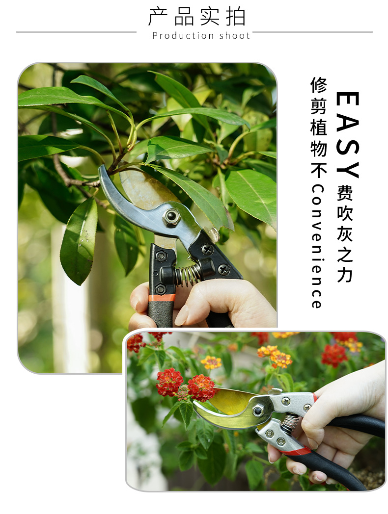 佰世园艺高碳钢省力修枝剪果树剪园林工具粗枝剪厂家直销详情5