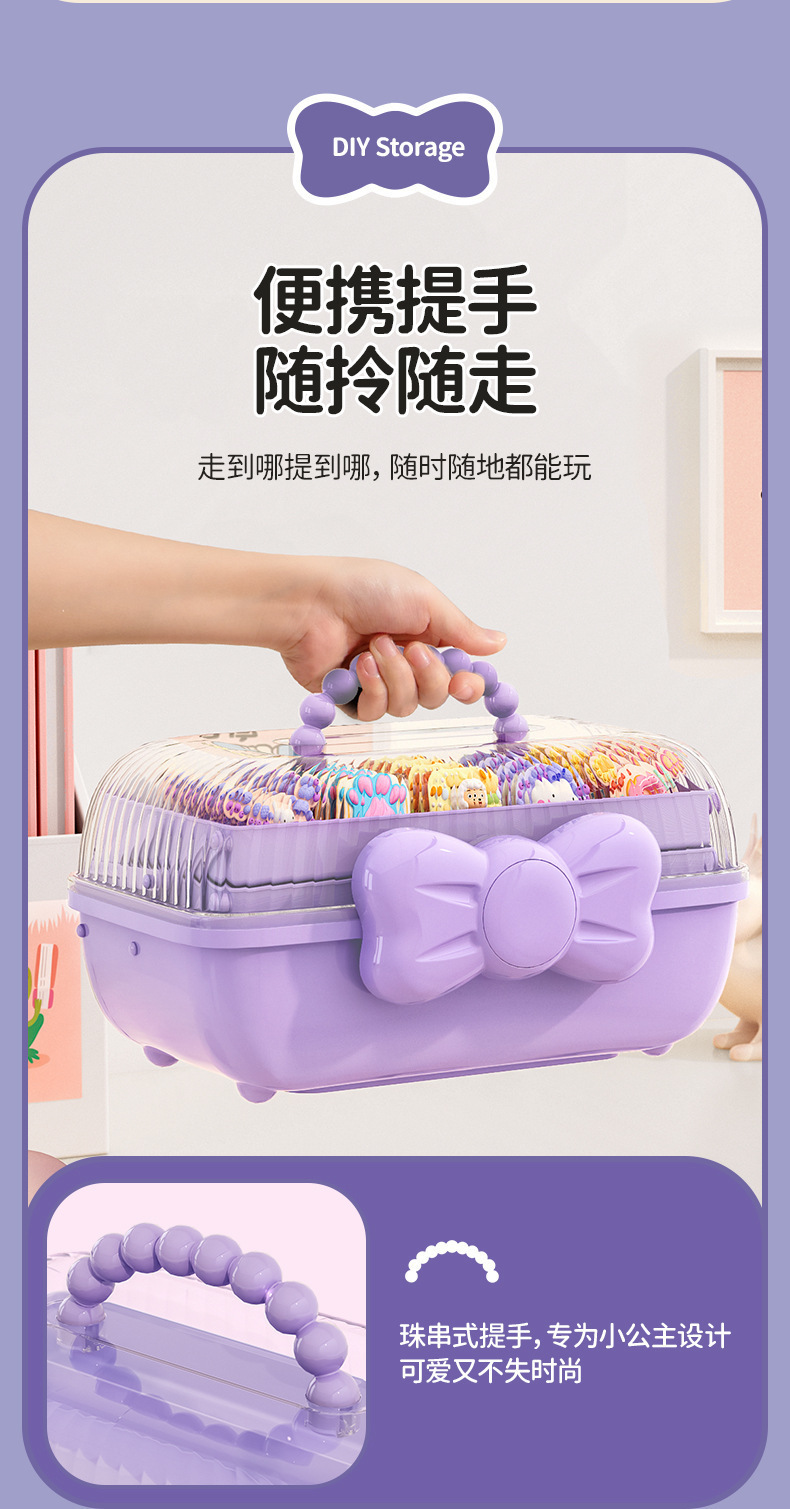 ll三层手提咕卡收纳盒大容量学生文具盒儿童女孩diy手账贴纸赵详情4