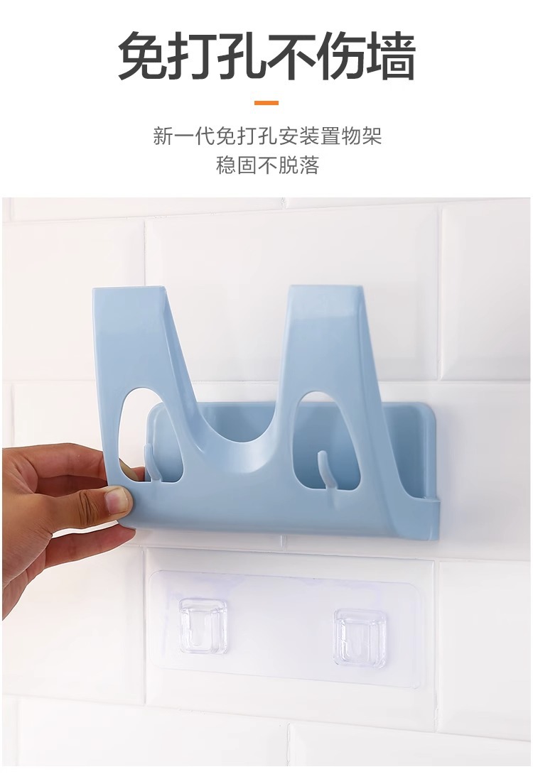 简约锅盖架收纳架厨房多功能壁挂菜板架 免钉免打孔带挂钩厨房架详情5