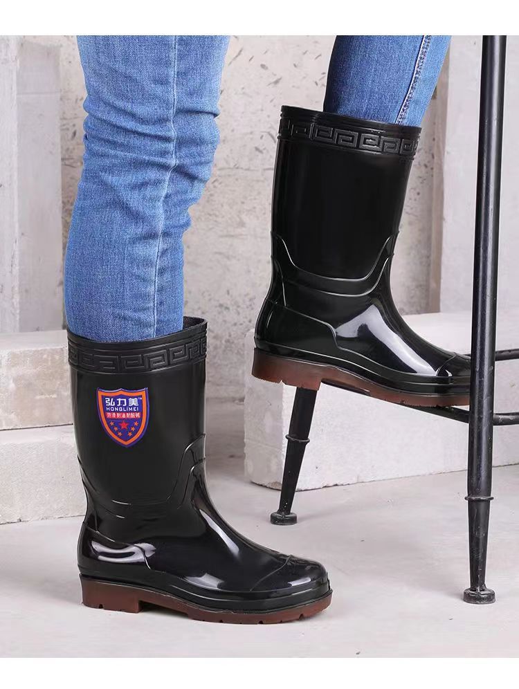 雨鞋耐磨牛筋底雨鞋男士保暖耐酸碱高筒加厚胶雨靴防滑劳保防水靴详情14