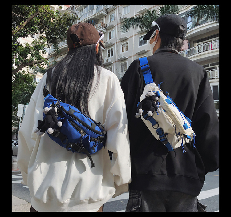 斜挎包潮牌男士百搭休闲胸包工装简约ins腰包日系情侣单肩斜挎包详情23