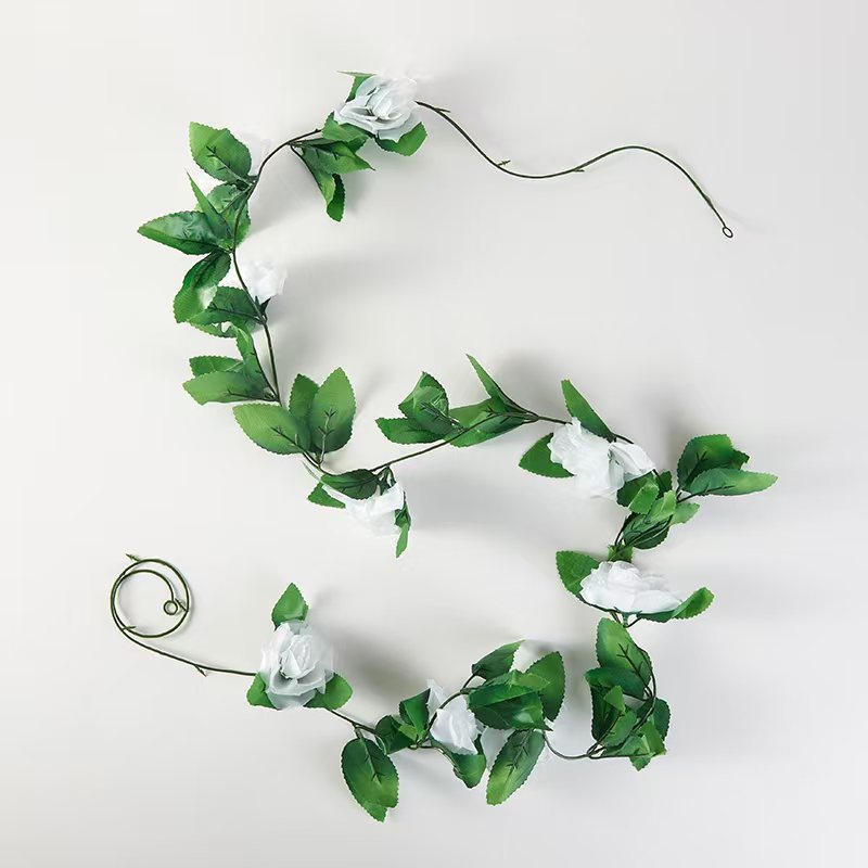 仿真九头玫瑰花藤塑料花藤条绿叶假花装饰管道装饰空调管装饰详情4