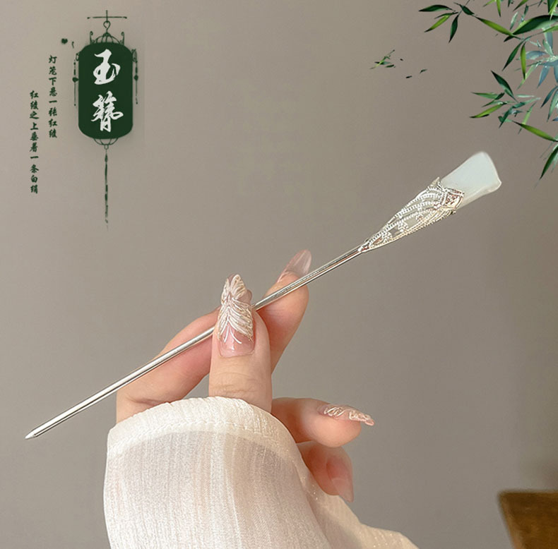 高级感新中式发钗铃兰花发簪超仙步摇流苏盘发簪古风汉服发饰头饰详情3