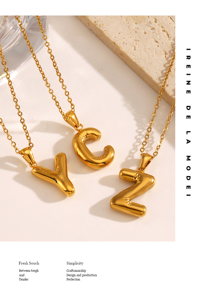 欧美不锈钢简约26字母项链个性嘻哈胖乎乎二十六字母锁骨链批发女详情3