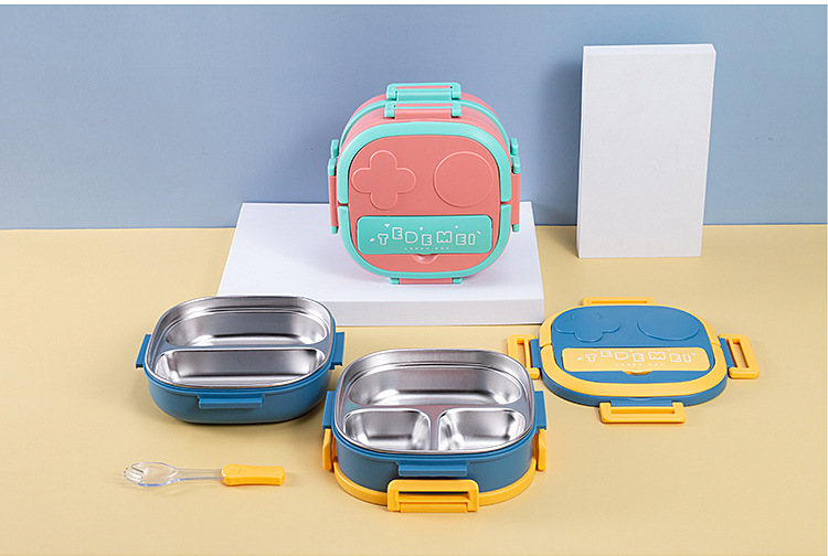 Hand-held insulated lunch box, female adult insulated bucket, square lunch bucket, 304 stainless steel, household lunch box, double layer pic 14