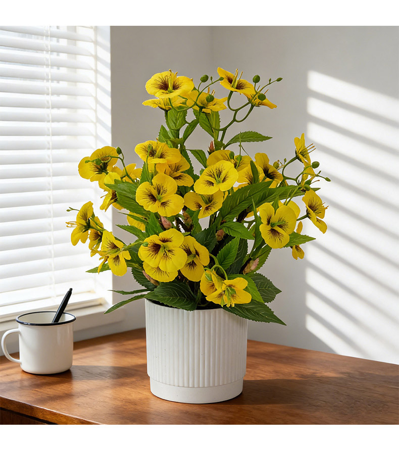 Artificial flowers such as pansies, butterfly flowers and cat face flowers are beautiful and easy to maintain for home living room desktop decoration pic 8
