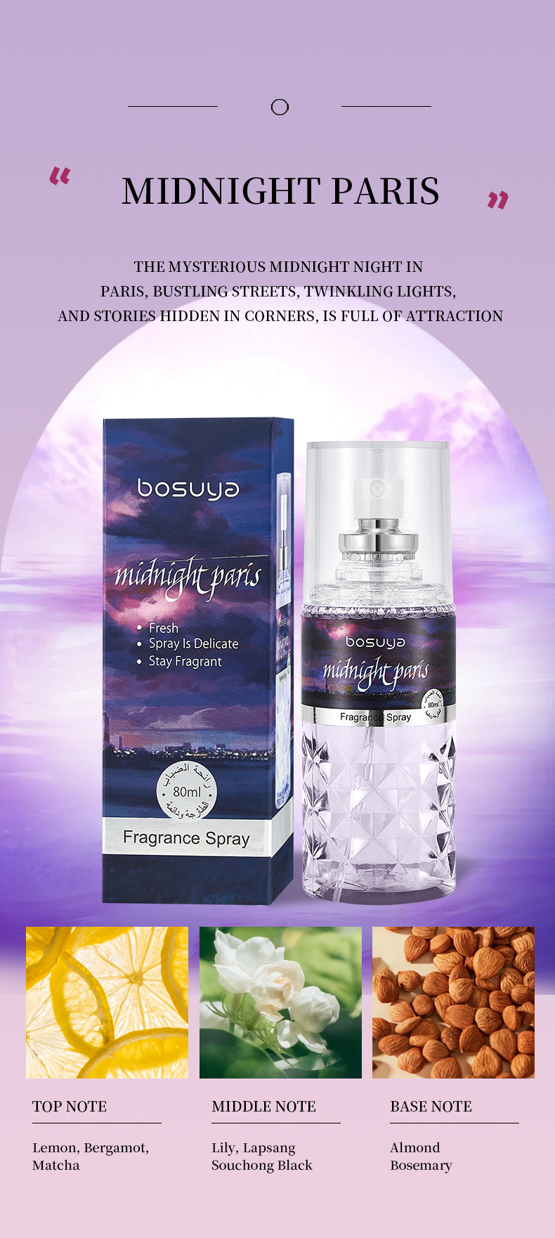 【 Cross-border Exclusive 】BOSUYA Fragrance Spray Perfume is a natural, fresh, long-lasting, light and unisex body perfume pic 8