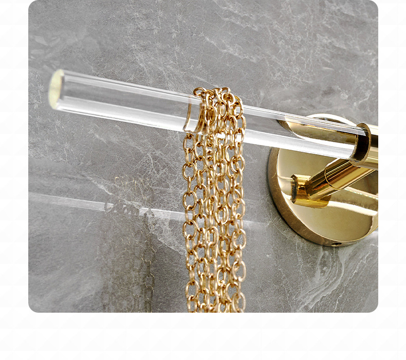 亚克力毛巾杆免打孔挂架卫生间浴室浴巾架拖鞋架毛巾架单杆轻奢风详情8