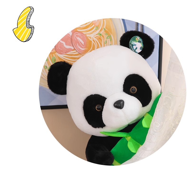 抱竹子黑白熊猫公仔玩偶仿真小抱抱熊娃娃公仔玩偶儿童生日礼物女秀绒玩具批发详情12