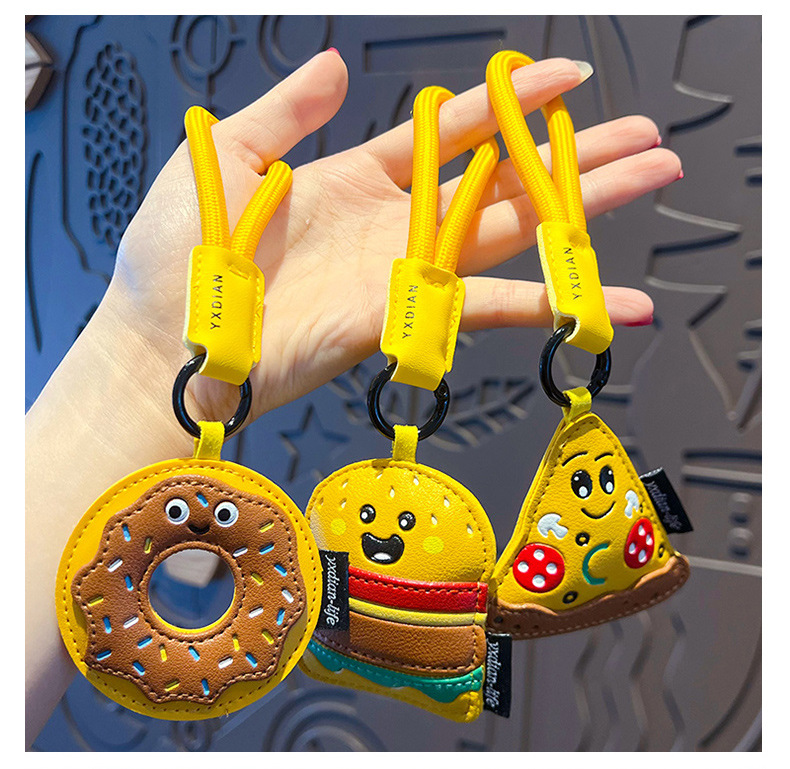 创意PU皮革仿真美食钥匙扣挂件情侣汉堡汽车钥匙链包包挂饰小礼品详情7
