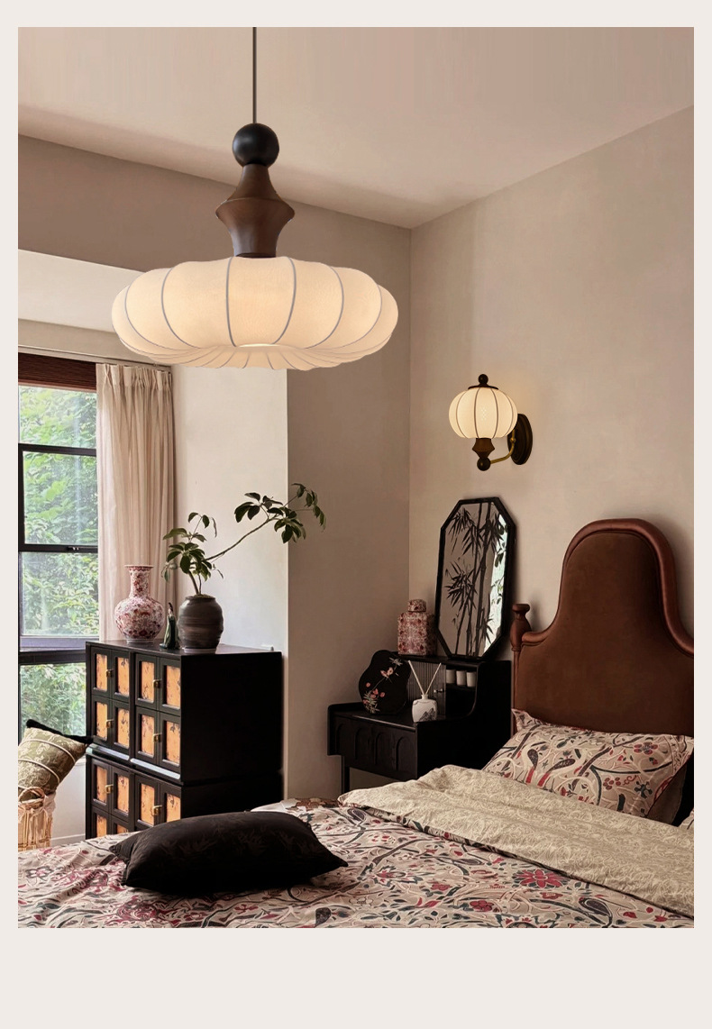 Zhaoying Bamboo Joint retro vintage bedroom chandelier, log style dining room lamp, high-end room solid wood wabi-sabi style lamp pic 12