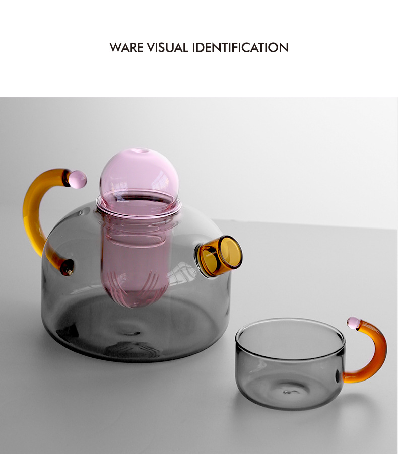 Creative high-temperature resistant glass tea water separation and filtration small brewing teapot, household electric ceramic stove, tea flower brewing teapot around the stove pic 12