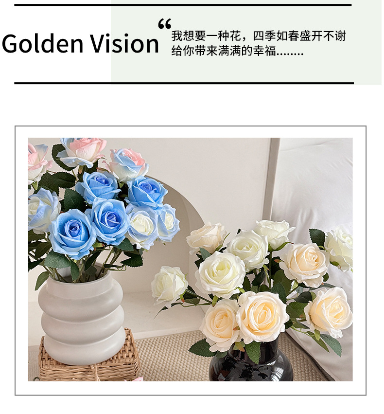 Artificial rose bouquets, single artificial flowers, home living room dining table ornaments, wedding hall flower arrangements, decorative flowers pic 9