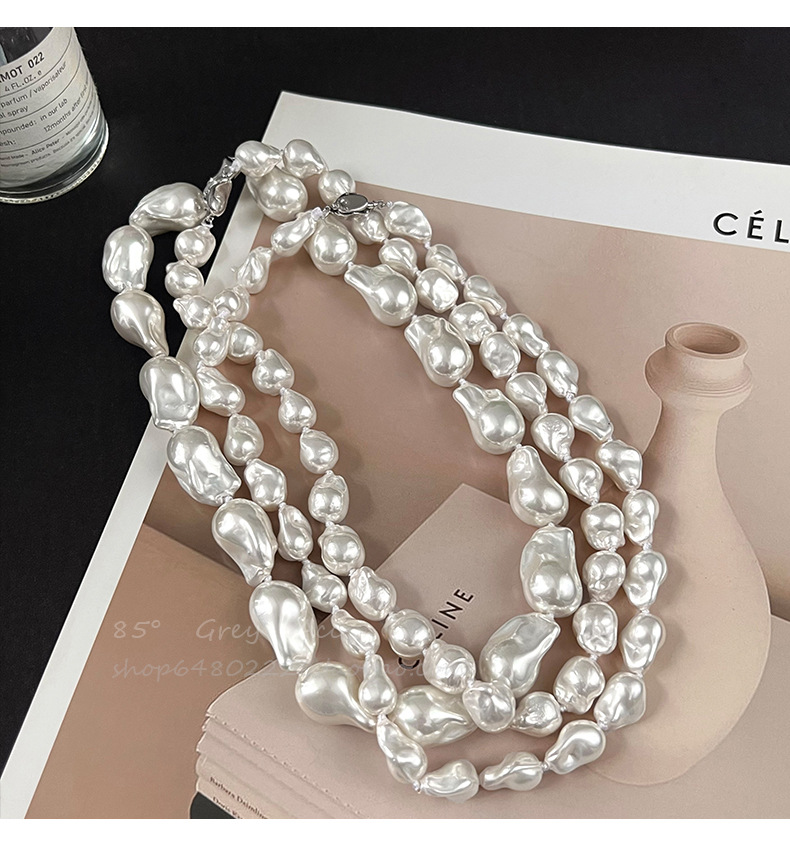 Lujo ligero temperamento irregular barroco collar de perlas mujer 2024 nuevo premium sentido gargantilla suéter cadena cadena clavícula pic 14