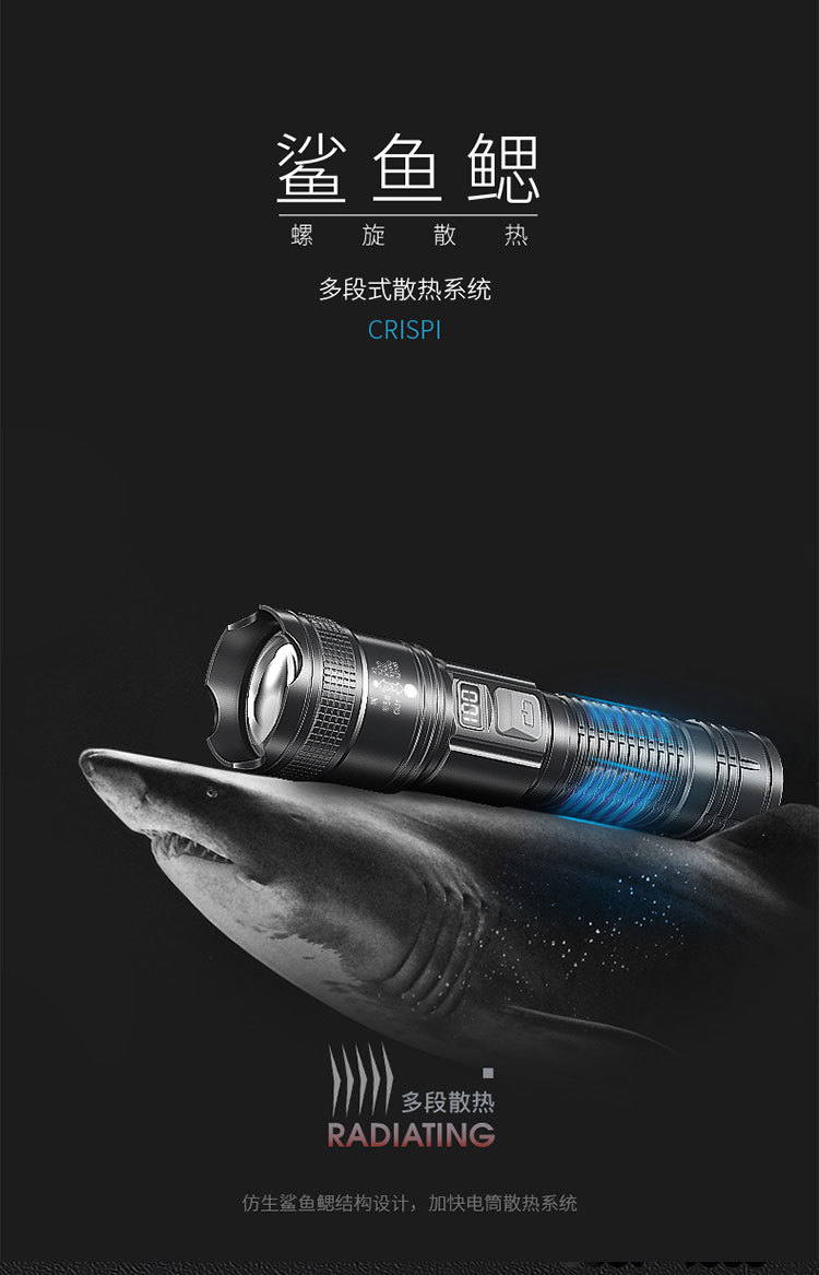 爆亮多功能强光定焦手电筒LED户外USB充电家用便携18650手电详情6