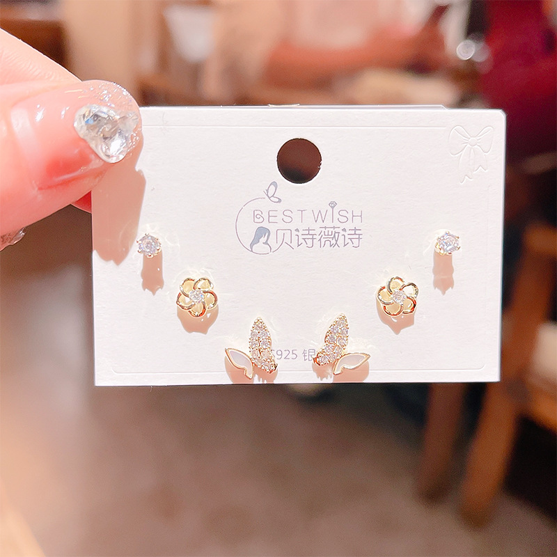 高品质感s925银针锆石6件套装小耳钉 女韩版简约气质三对耳钉批发详情28