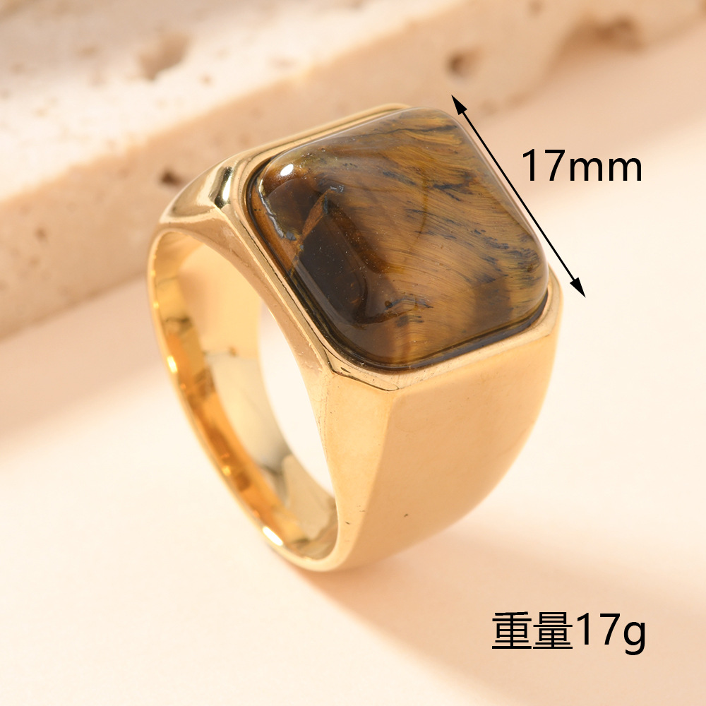 欧美新款不锈钢戒指铸造虎眼石几何戒指复古风情侣对戒批发厂家详情9