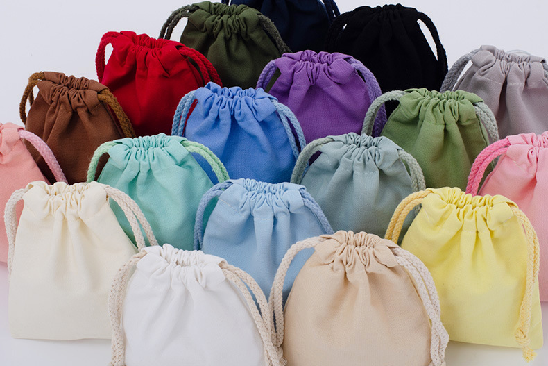 Wholesale and in-stock white drawstring cotton drawstring bags, blank eco-friendly gift packaging, storage canvas drawstring bags pic 15