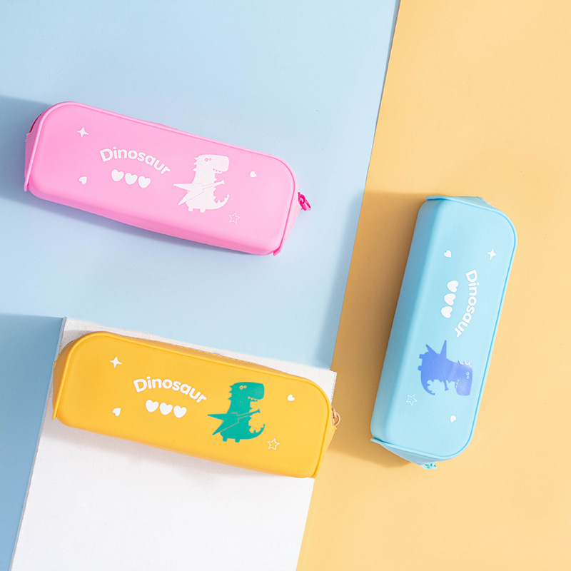 Silicone small dinosaur pen cases for both domestic and foreign trade, high appearance level pen cases, student stationery pic 1