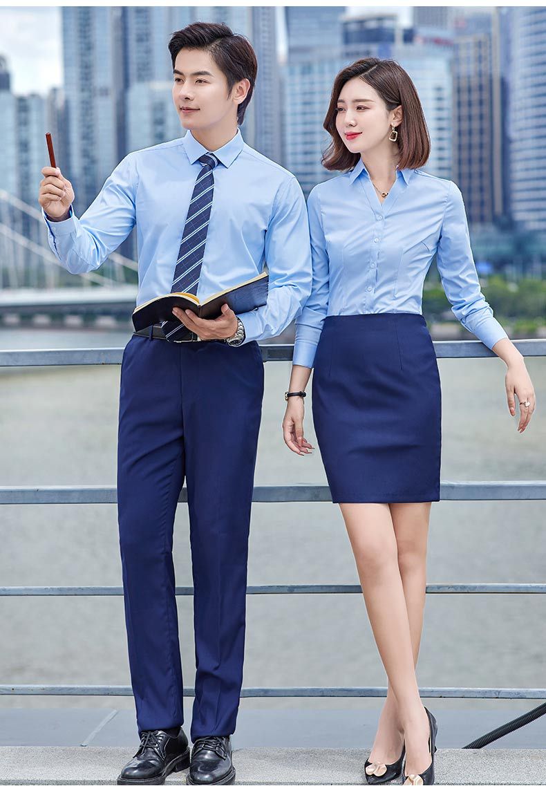 Company professional long-sleeved shirt for women, Korean-style, slimming, no-iron stand-up collar top, bamboo fiber work shirt for men pic 18