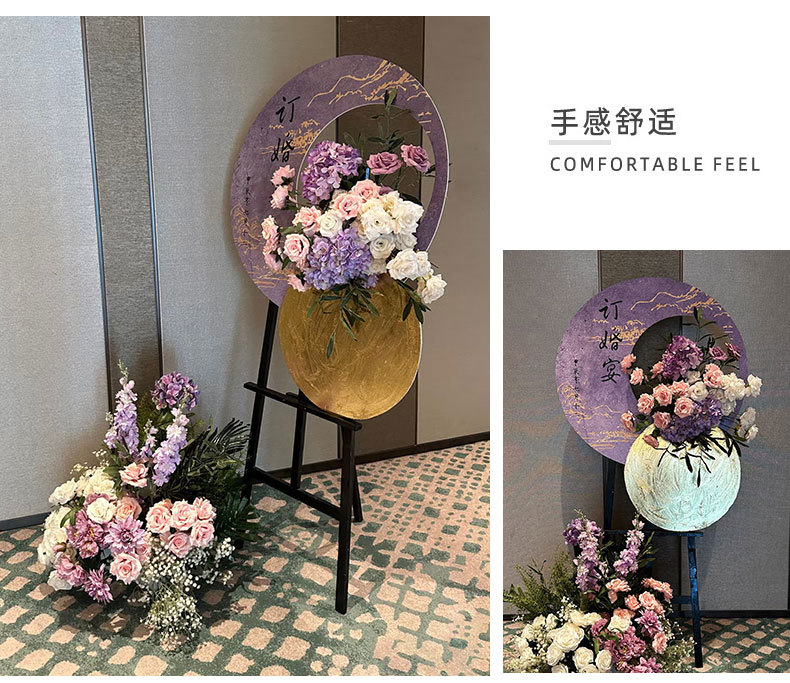 紫色户外订婚花艺布置婚礼堂装饰婚庆仿真花玫瑰假花摄影拍摄道具详情4