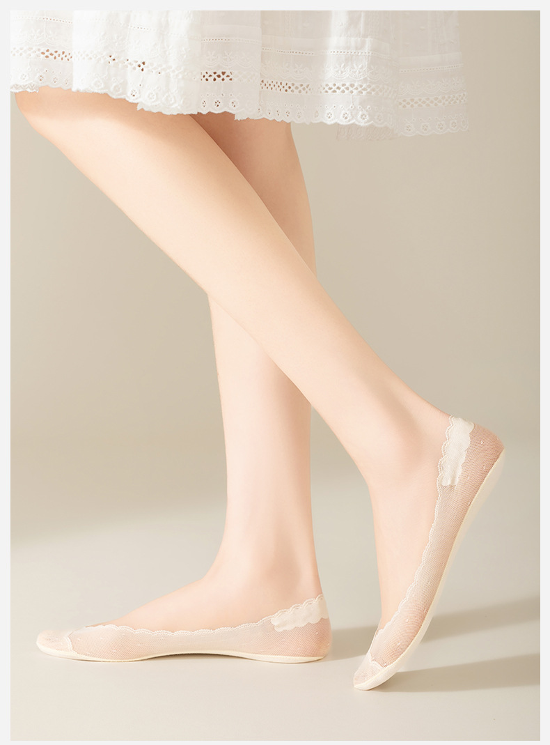 蕾丝隐形袜子船袜女硅胶防滑不掉跟单鞋夏季透气薄款棉底浅口短袜详情15
