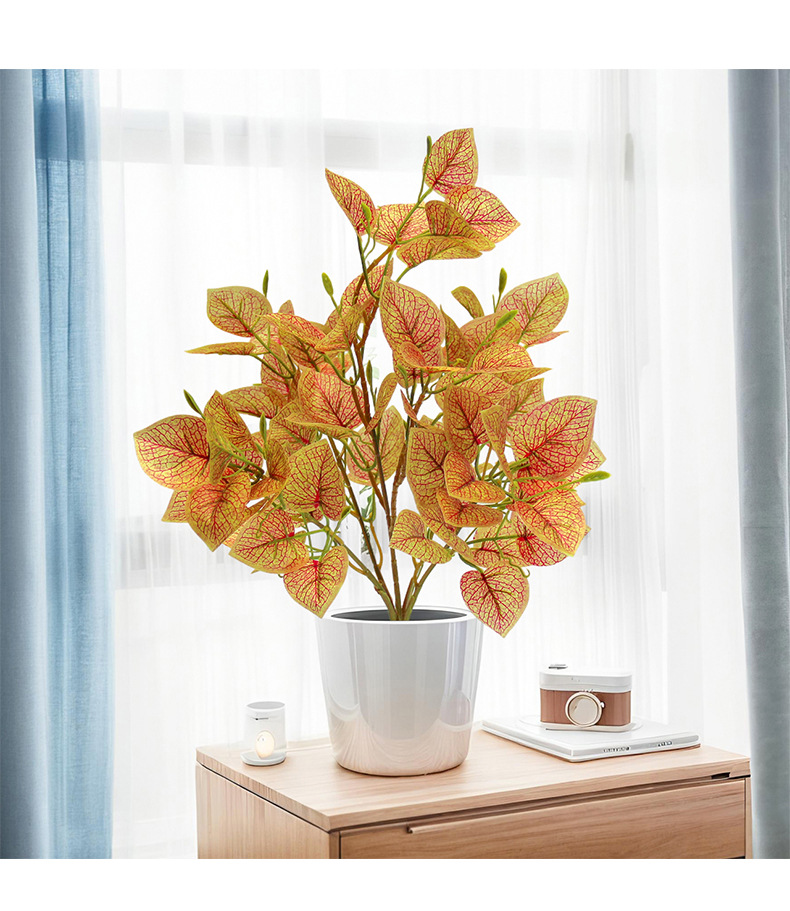 Artificial green plants, Perilla leaves, indoor multi-room desktop decoration, window display, outdoor garden landscaping, artificial bean leaves pic 6