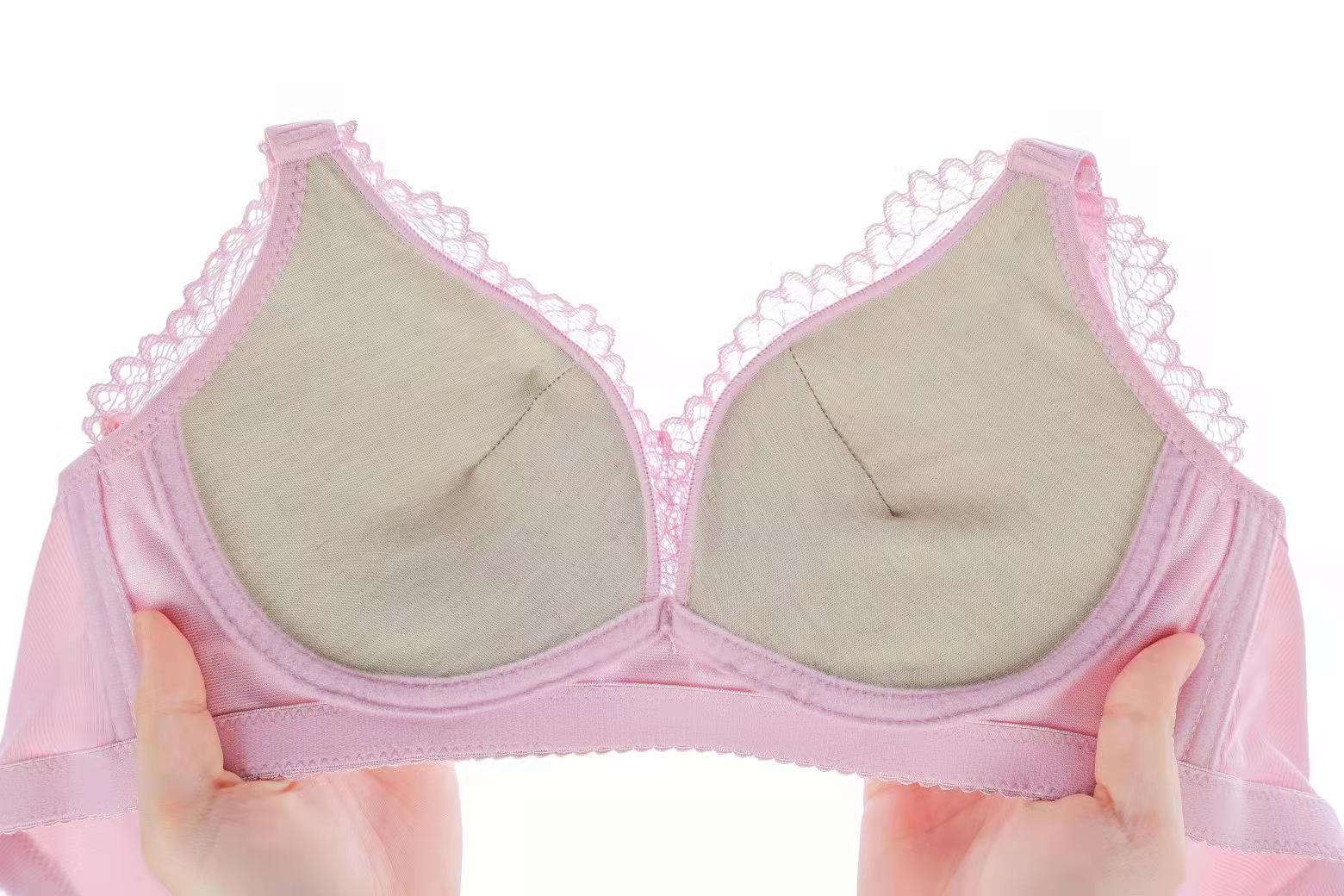 Cross-border export lace bras without steel loops, medium thick cup copper fiber lining, small breasts, gathering anti-sagging three-breasted underwear pic 11