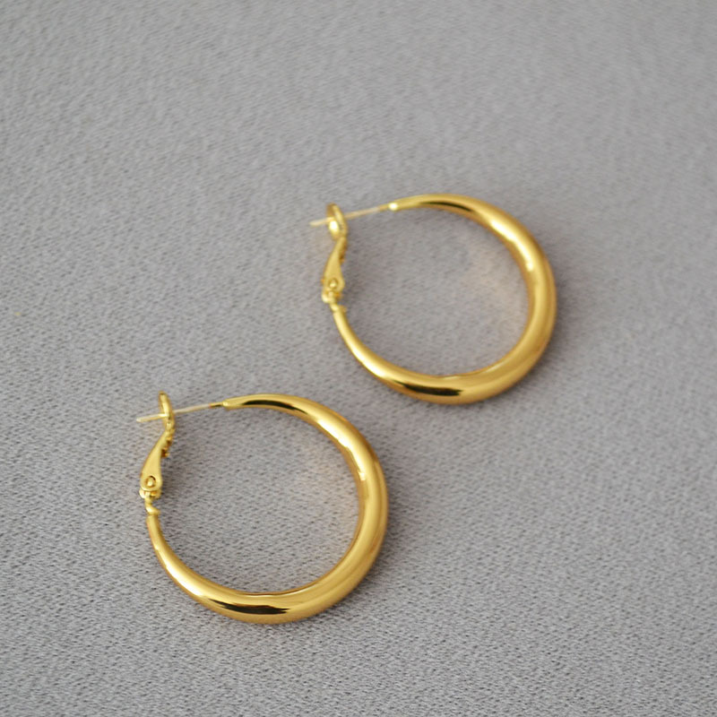 港风圆环耳圈素圈925银针气质通勤百搭高级感耳饰女oversize耳坠详情15