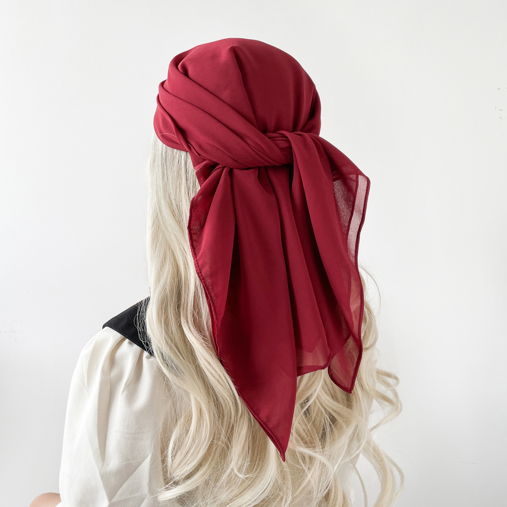 Pañuelo de seda monocolor de verano 90 gasa perla pañuelo de color sólido malay hijab asia sudoriental pañuelo de mujer cubierta hui pic 12