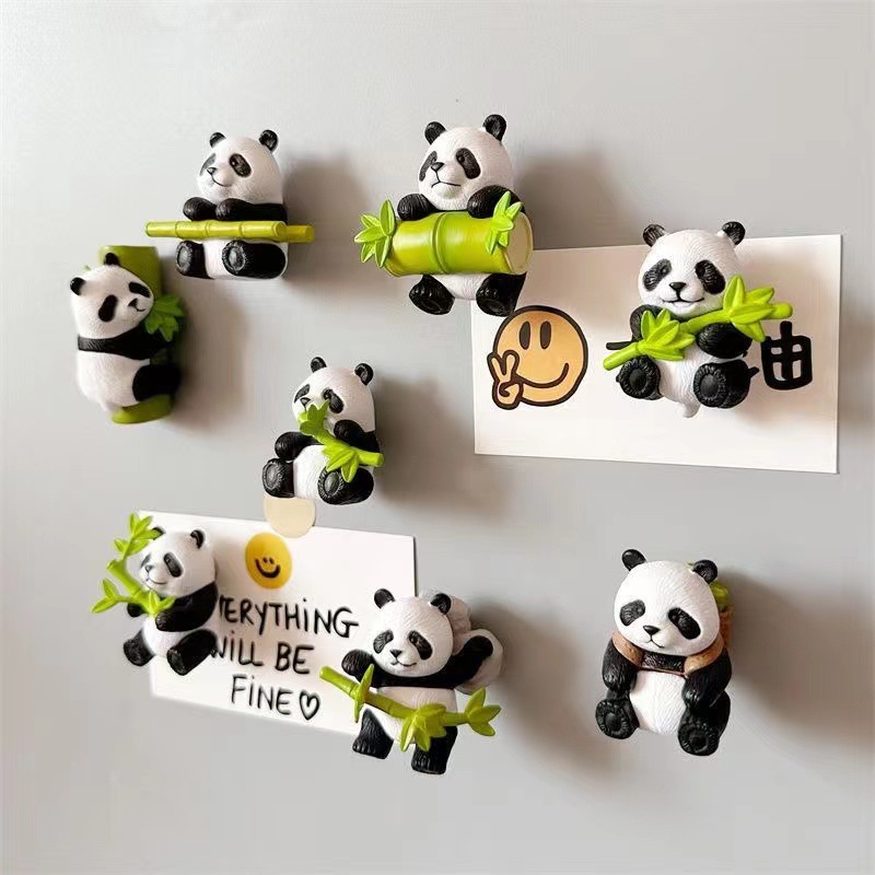 熊猫冰箱贴磁贴3d立体家居创意磁吸装饰成都旅游纪念品熊猫8件套详情3
