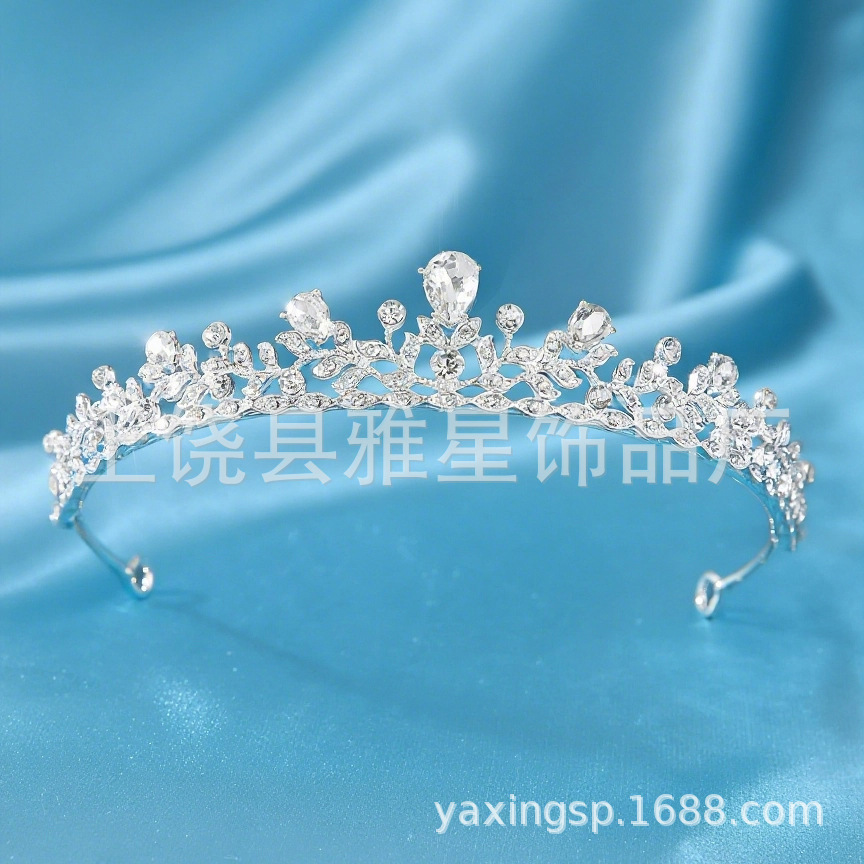 热销银色锆石小仙女公主婚纱头饰金属皇冠新娘水晶钻石发冠详情8