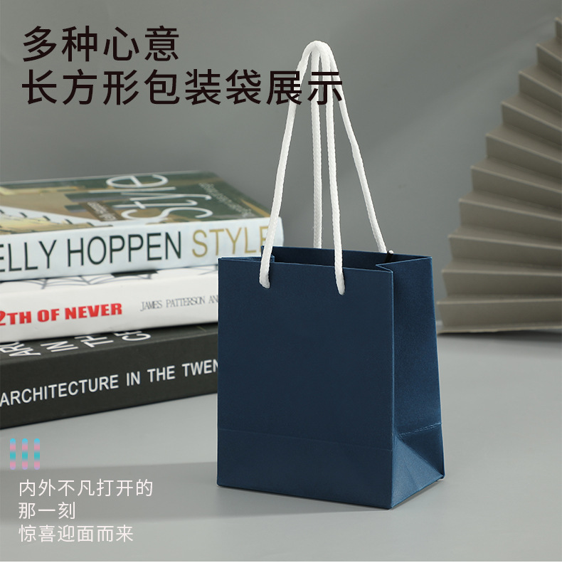 现货手提包装简约纯色服装化妆品饰品手提纸袋可印制logo礼品袋详情3