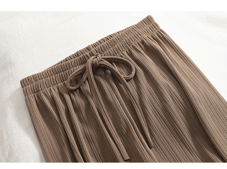 150小个子夏季薄款冰丝阔腿裤女垂感八分裤145直筒宽松白色休闲裤详情10