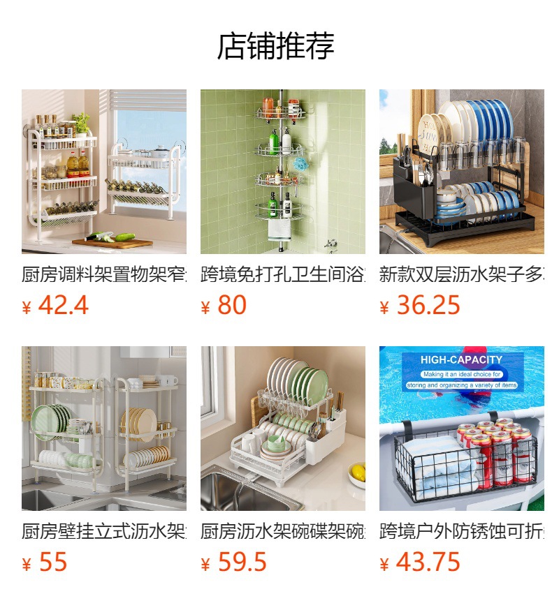 跨境Temu速卖通厨房用具可抽拉沥水碗碟架多功能碗碟放碗盘沥水架详情1