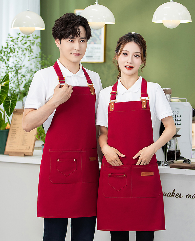 帆布围裙logo印字美甲烘焙咖啡奶茶店理发师防水防污耐穿的工作服详情20