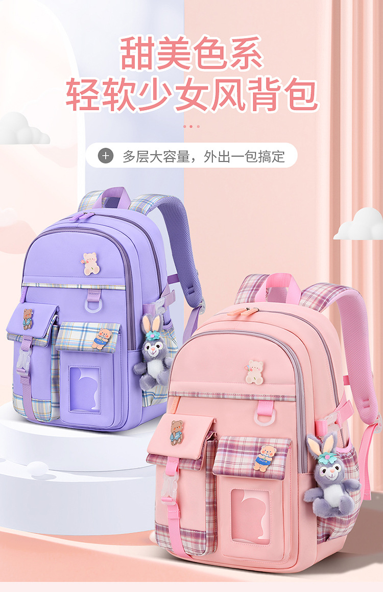 New style of schoolbag for girls 1-3-6 grade cartoon cute children backpack Lightweight and lightening student schoolbag pic 2