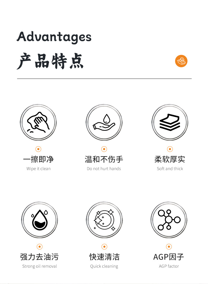 厨房湿巾80抽大包强力去油污专用一次性湿巾纸清洁超大超厚湿纸巾详情6