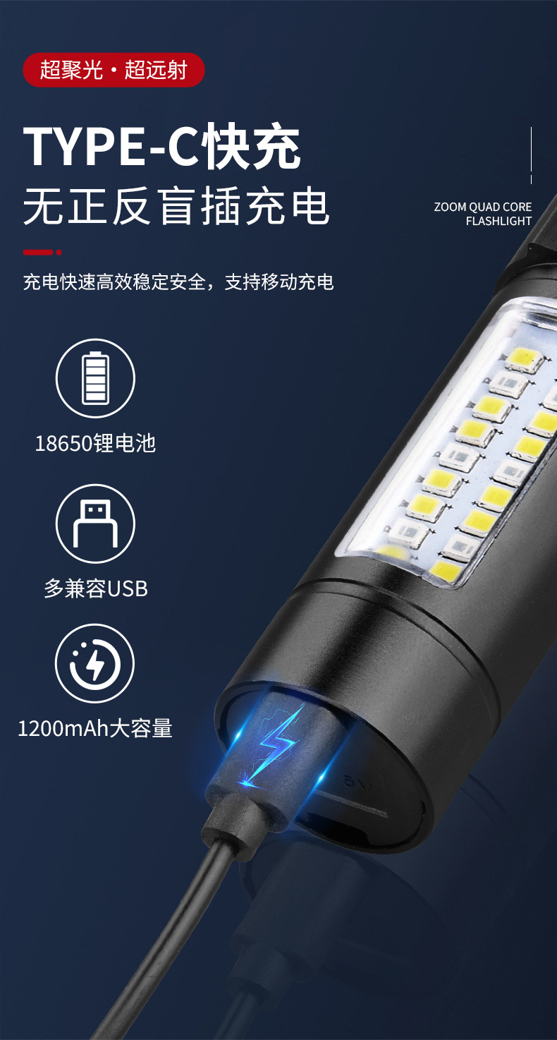 The new cross-border high-intensity flashlight, a 100,000-lumen aluminum alloy white laser flashlight, is portable for charging and has a long battery life pic 14