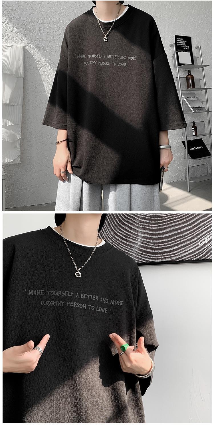 冰丝七分袖t恤男oversize高级感短袖宽松ins潮大码垂感五分袖衣服详情10